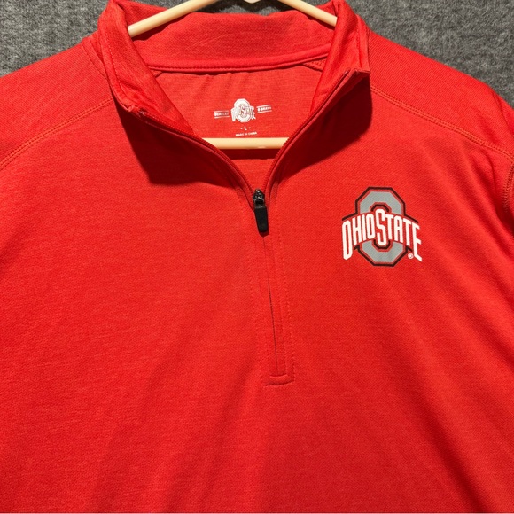 Ohio State OSU pullover shirt mens L red 1/4 zip performance polyester Active - Picture 2 of 9